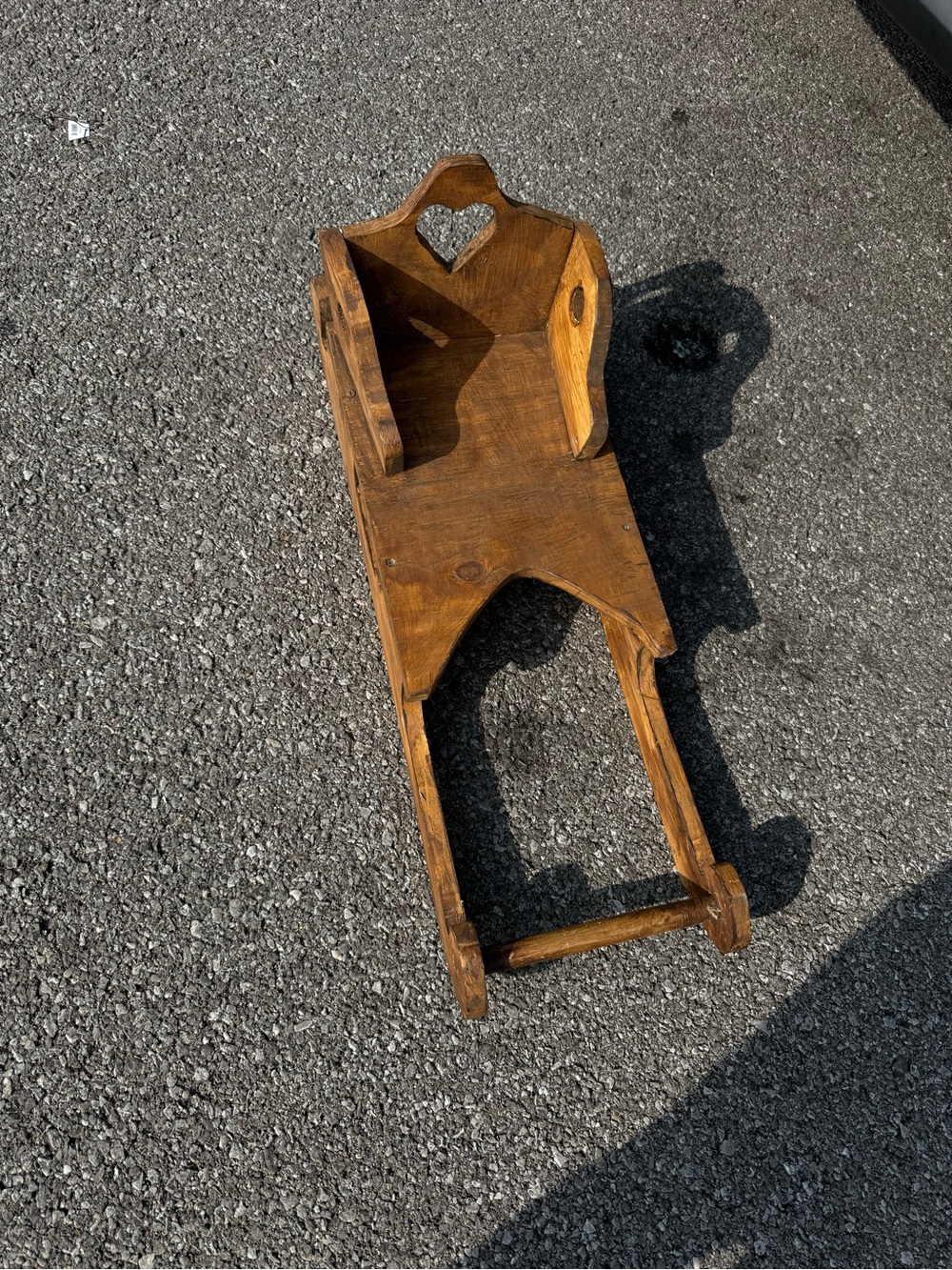 Handcrafted Brown Wooden Decorative Sled - Rustic Home Accent